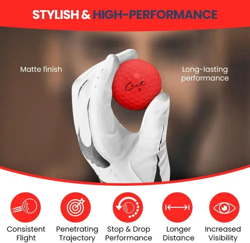 Vista 3 de Cut Golf – Pelotas de golf de distancia máxima de tacto suave – Una docena de bolas de giro reducido – Precisión mejorada, control lateral verde