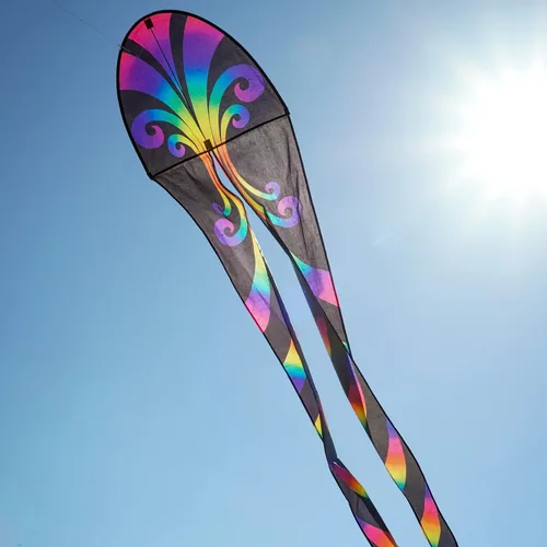 Vista 4 de In the Breeze 3355 Cometa de dragón bailarín Aurora de 22 pulgadas Cometa de una sola línea de vuelo fácil