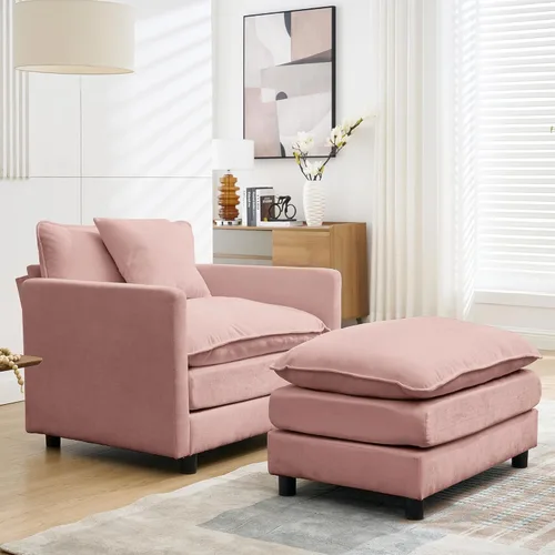 Vista 15 de Tumbona con botones para interiores, tumbona de terciopelo con patas y almohada, respaldo enrollado sin brazos, sofá reclinable para sala de estar