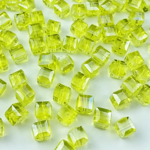 Vista 9 de Cuentas de cristal de vidrio 100 piezas 6mm Cubo Cuentas de cristal facetadas de forma cuadrada para hacer joyas, pulseras, aretes, collares, Ámbar