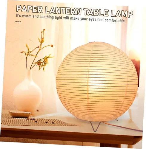 Vista 7 de LABRIMP Lámpara de mesa de papel con bombilla E14, luz suave y cálida para dormitorio, lámpara decorativa de papel de arroz para dormitorio, lámpara