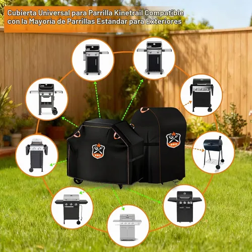 Vista 7 de Funda universal para parrilla de 48 pulgadas para parrilla al aire libre, impermeable, resistente a la intemperie, resistente a la decoloración