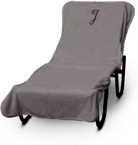 Vista 238 de Funda de lujo para tumbona de piscina con monograma de Hotel y Spa, bordado con letras en bloque - Extra absorbente 100% algodón turco - Rizo suave
