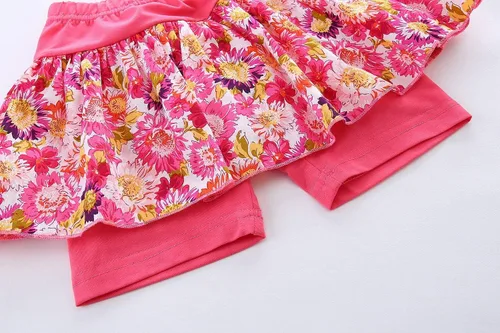 Vista 8 de LittleSpring Conjunto de verano para niñas con camiseta sin mangas y pantalones cortos florales
