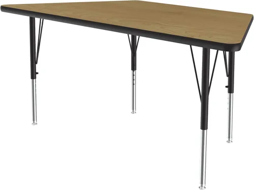 Vista 9 de Correll Mesa de actividades trapezoidal para aula de 24 x 48 pulgadas, altura ajustable, laminado de alta presión duradero azul, muebles escolares