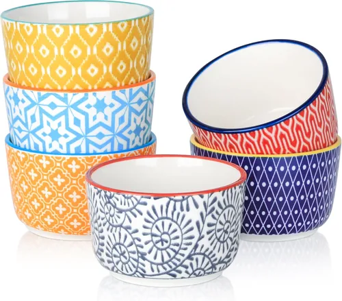 Vista 10 de Selamica Mini Moldes de Cerámica, Moldes para Crème Brûlée de 2 OZ Aptos para Horno, Tazas para Salsas y Condimentos como Plato de Acompañamiento