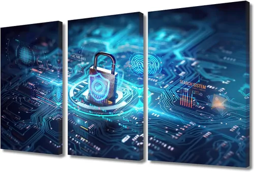 Vista 93 de Arte de pared para dormitorio, 3 paneles de CPU, impresión en lienzo, decoración de pared para sala de estar, dormitorio, bloqueo de seguridad
