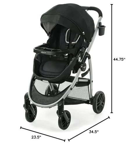 Vista 8 de Graco Modes Pramette Cochecito de bebé convertible en moisés auténtico, asiento reversible, almacenamiento extra, bandeja para niño, plegable