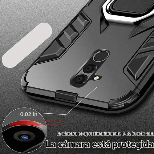 Vista 8 de Funda para Huawei P30 Lite, 2 en 1 híbrida resistente armadura a prueba de golpes Defender Kickstand de doble capa parachoques trasera dura cubierta