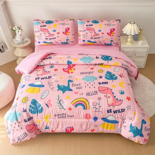 Vista 16 de MWMWMW Juego de edredón de mariposas para niñas, juego de ropa de cama estampado de mariposas rosa y morado, juego de ropa de cama de mariposas de 5