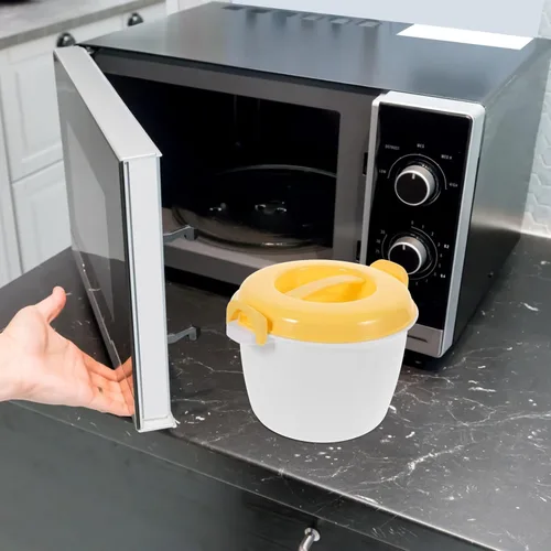 Vista 3 de DOITOOL Arrocera para microondas - Mini olla arrocera para horno microondas - Vaporizador de microondas Arrocería pequeña para pasta, pollo, tocino