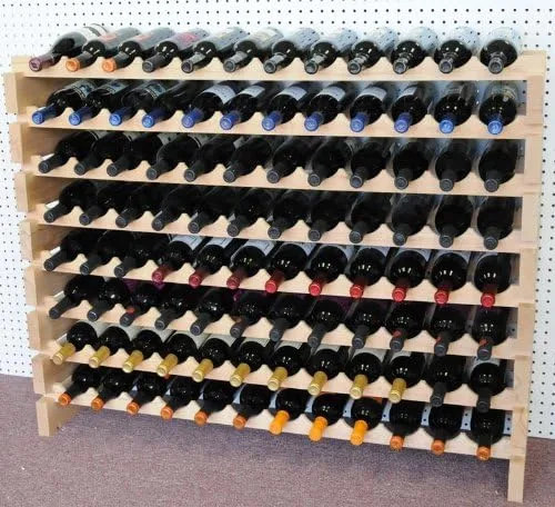 Vista 5 de Estante de vino de madera -48 botellas modulares de madera dura para vino (12 botellas x 4 estantes)