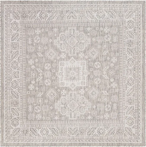Vista 327 de Unique Loom Outdoor Aztec Collection Alfombra de área, Chalca (7 pies 10 pulgadas, cuadrada, azul/marfil)