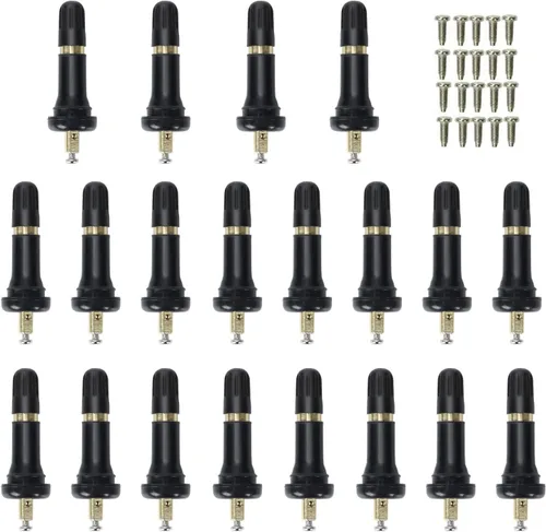 BLACKHORSE-RACING 20 piezas TPMS de goma con vástago de válvula de sensor de presión de neumáticos de inserción a presión compatible con Ford Chevy