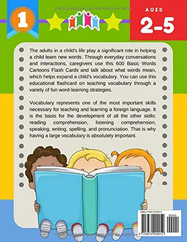 Vista 2 de 600 Tarjetas para Trabajar el Vocabulario Juegos Educativos de Preguntas Montessori para Niños Español Persa Easy learning basic words cartoon