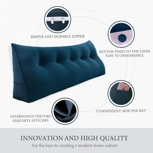Vista 3 de Rucener Almohada de Cuña Doble Engrosada de 8 libras para Cabecero de Cama de Dormitorio Universitario, Almohada de Cuña de Terciopelo con Respaldo