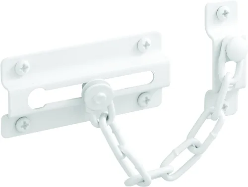 Prime-Line U 9852 - Protector de puerta de cadena, acero estampado con cadena de acero, acabado pintado en blanco (paquete individual)