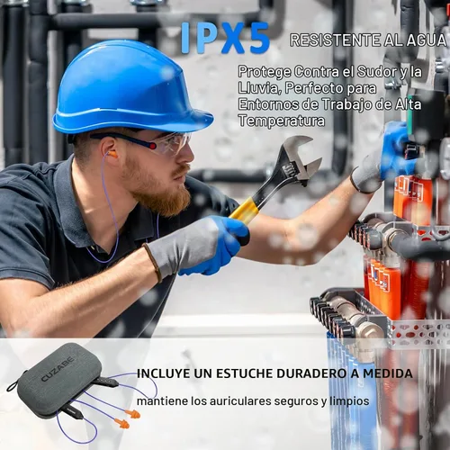 Vista 6 de Auriculares de trabajo Bluetooth, reducción de ruido de 29 dB TPE azul
