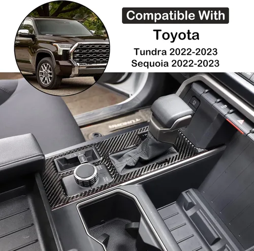 Vista 139 de Aunginsy Marco para panel de cambio de marchas con caja de almacenamiento Compatible con Toyota Tundra/Sequoia 2022-2024 2025 Protector contra
