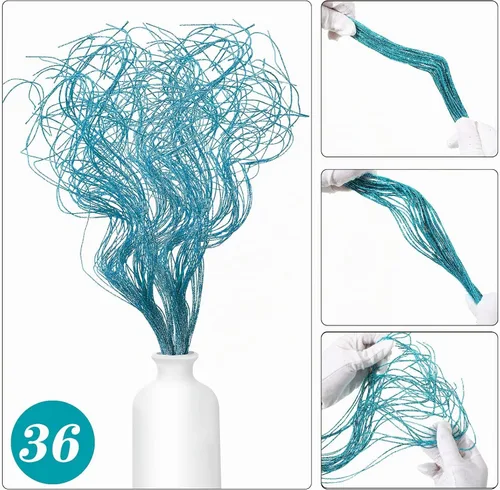 Vista 2 de Ramas Curly Ting Ting con Purpurina Ramas de Navidad Relleno para Jarrones Ramitas Curly Artificiales para Árbol de Navidad Guirnalda Corona