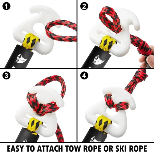 Vista 7 de Obcursco Arnés de remolque de barco de 16 pies para remolque de tubo remolcable de 4 jinetes, esquí acuático, wakeboard