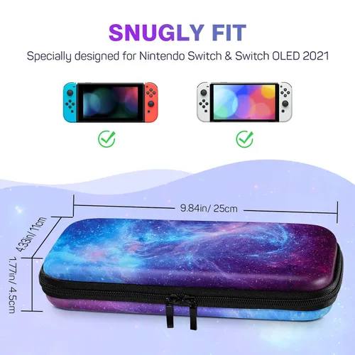 Vista 2 de MoKo Carrying Case for Nintendo Switch OLEDNintendo Switch, Hard Shell Portable Travel Case with 10 Game Card Slots, Gorgeous Starry Sky