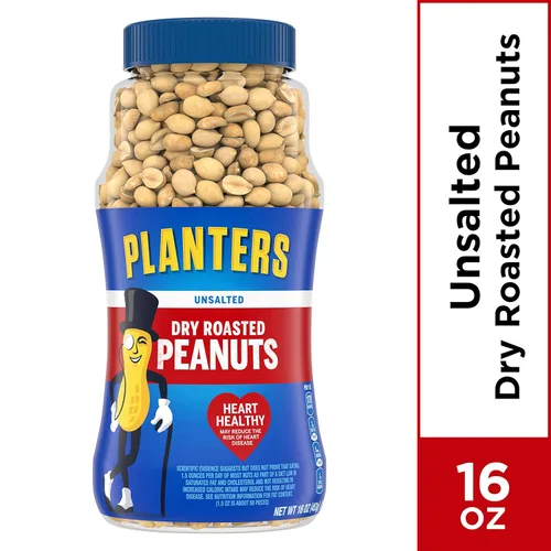 Vista 2 de Planters Unsalted Dry Roasted Peanuts, 16 Ounce (4 Pack)