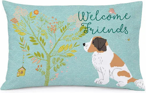 Vista 105 de Caroline's Treasures BB7625PILLOWCASE - Funda de almohada decorativa de tela con texto en inglés "Welcome Friends" Airedale Terrier estándar