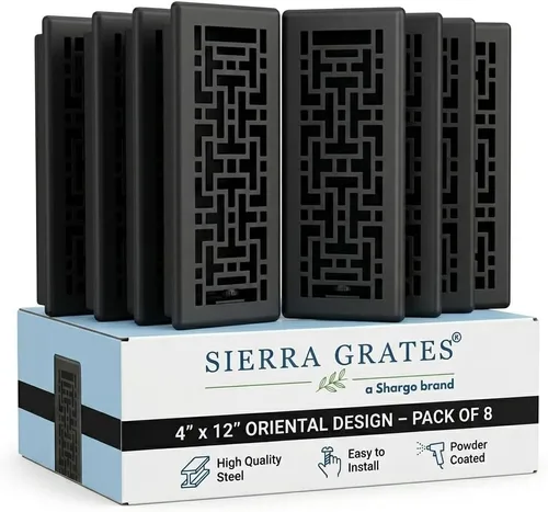 Vista 43 de Registro de piso de diseño oriental de 4 x 12 pulgadas en acabado de bronce metálico, cubiertas de ventilación para piso del hogar, cubiertas