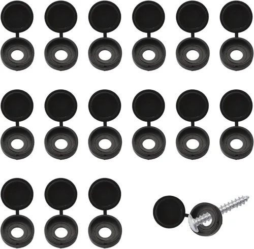 Vista 20 de INCREWAY 100 tapas de plástico para tornillos y arandelas plegables M3, cubiertas decorativas (negro)