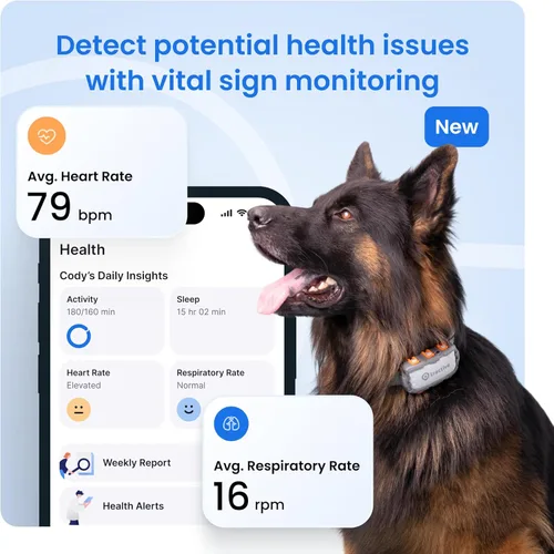 Vista 4 de Tractive XL Smart Rastreador GPS para Perros Rastreador de Mascotas en Vivo con Valla Virtual Monitoreo de Signos Vitales del Corazón