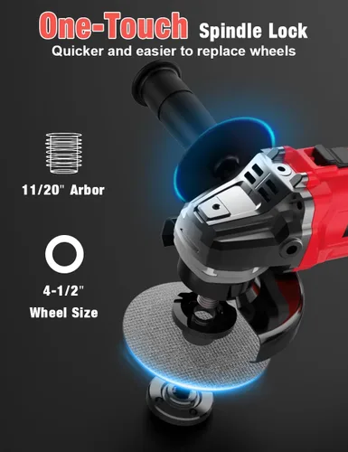 Vista 6 de Amoladora angular sin escobillas para batería Milwaukee M18, amoladora angular pequeña inalámbrica de 4 – 1/2 pulgadas con mango auxiliar, 10 lijas