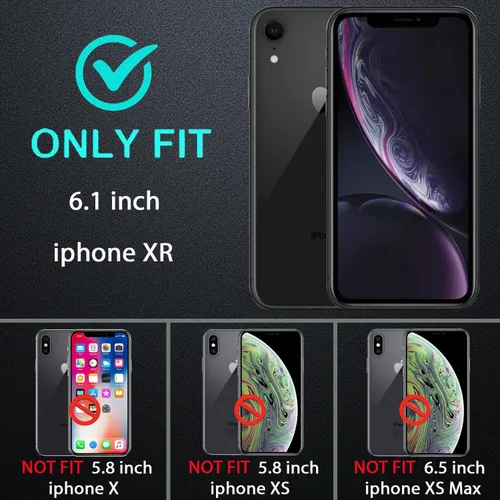 Vista 2 de YKHJKLEC Funda para iPhone XR, grado militar 3 en 1, resistente a los golpes, a prueba de caídas, polvo con 2 protectores de pantalla de vidrio Azul