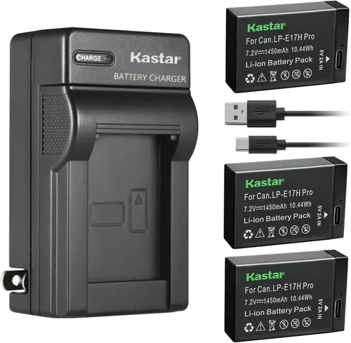 Vista 10 de Kastar Paquete de 1 batería LP-E17H Pro con cable tipo C y cargador de pared de CA para cámara sin espejo Canon EOS R8, cámara sin espejo EOS R50