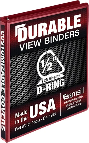 Vista 137 de Samsill - Carpeta duradera de 5 pulgadas, fabricada en los Estados Unidos, con anillos en D, transparente y personalizable, color blanco