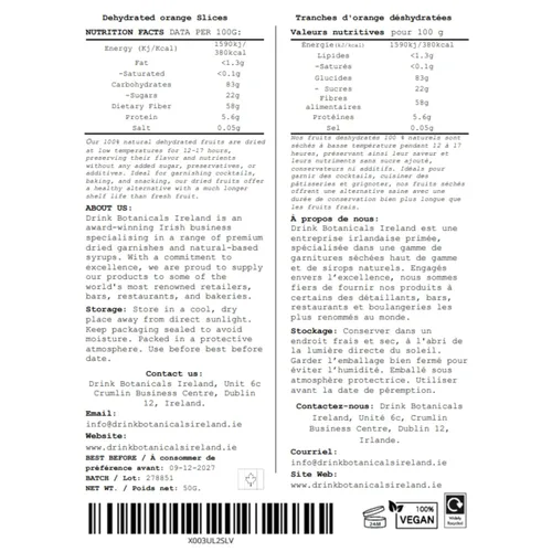Vista 3 de Rebanadas de naranja deshidratadas en forma de ruedas Aprox. 17+ rebanadas 100% Natural Sin azúcar Sin gluten Ruedas de naranja