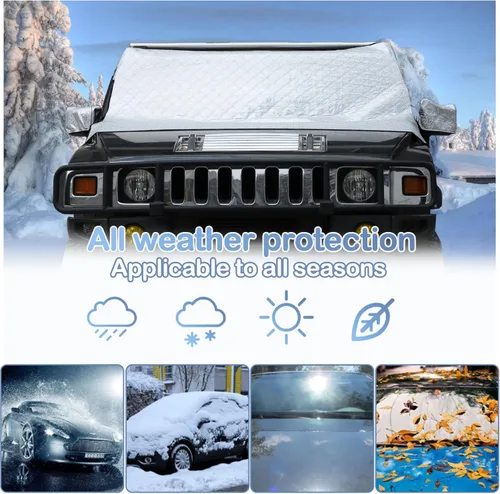 Vista 2 de CHEAYAR Cubierta de parabrisas compatible con Hummer H2 2003-2007, para hielo y nieve, hielo, rayos UV y escarcha, protector de espejo, resistente