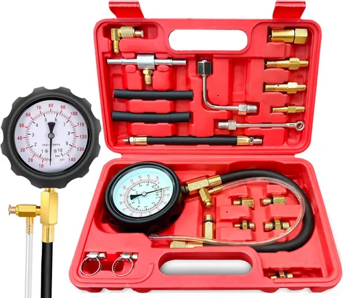 Vista 10 de BETOOLL Kit de prueba de presión de combustible - Manómetro de presión de combustible - Juego de medidor de presión de bomba de inyección