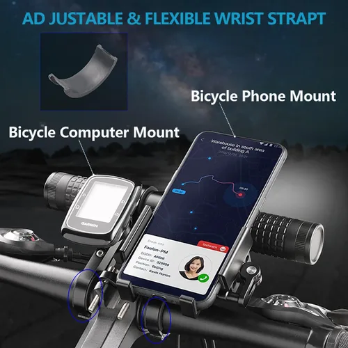 Vista 3 de Redcomets Luz de bicicleta de 10000 mAh, extensor de manillar de bicicleta, accesorios de scooter eléctrico, faros de bicicleta de aleación