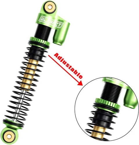 Vista 6 de GLOBACT Amortiguadores delanteros y traseros de aluminio de 2.047 in para 1/24 Axial SCX24 Bronco/JLU CRC/Deadbolt/Gladiator /C10 accesorios de Verde