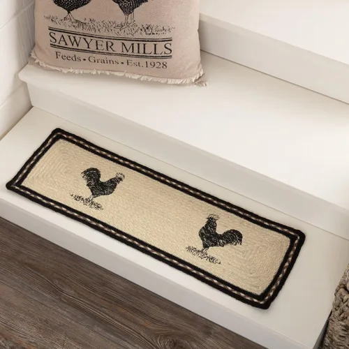 VHC Brands Sawyer Mill - Escalera rectangular para aves de corral de carbón, color blanco blanqueado, 8.5 x 27 pulgadas