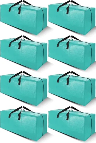 Cosy Family Paquete de 8 Bolsas de Mudanza Extra Grandes de Servicio Pesado con Correas de Mochila - Asas y Cremalleras Resistentes, Contenedores de