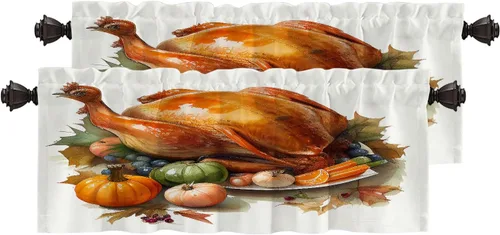 Vista 103 de Cortinas opacas de mármol abstracto blanco y gris para ventanas, cenefas opacas de poliéster multicapa para cocina, paquete de 2 unidades, 26 x 24