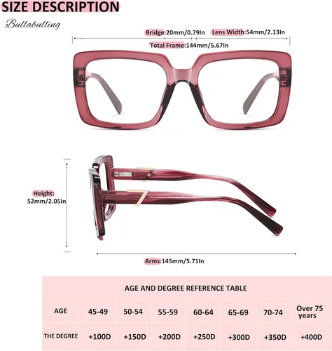 Vista 4 de bullabulling Paquete de 3 lentes de lectura cuadrados para mujer, estilo Oprah, bisagras de resorte, lentes de gran tamaño con bloqueo de luz azul