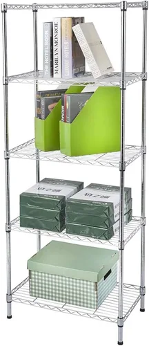 Vista 4 de Estantería organizadora clásica de 5 niveles, estantería de cocina, color gris plateado