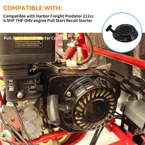 Vista 6 de Stylemafia Cubierta de arranque y retroceso para Harbor Freight-Predator Rato 212cc 6.5HP 7HP OHV Engine Go Kart Pit Bike Generator Cortacésped