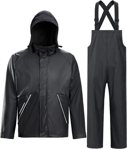 TOWN&FIELD Trajes de lluvia para pesca, equipo de lluvia impermeable para hombres y mujeres, resistente al agua, chaqueta de lluvia con