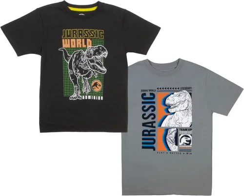 Universal Studios Jurassic World - Juego de 2 camisetas para niños, diseño de dinosaurios para niños