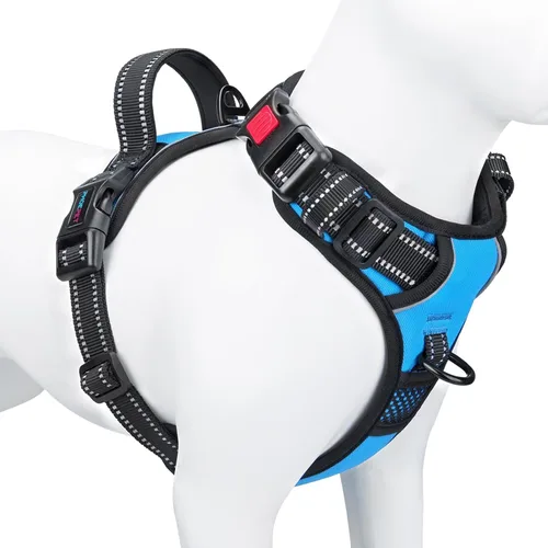 Vista 19 de PHOEPET Arnés para perro sin tirones, chaleco reflectante ajustable con asa de entrenamiento, bolsillo para identificación con nombre, 2 ganchos