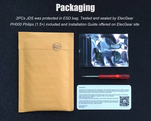 Vista 2 de 2pcs JDS-001 Replacement Micro USB Charging Port Socket for PS4 Controller, USB Charging Port Charger Socket Adapter Module, Flex Cable, Screwdriver